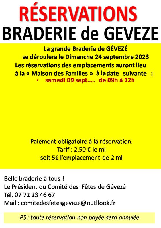 Réservation braderie de Gévezé