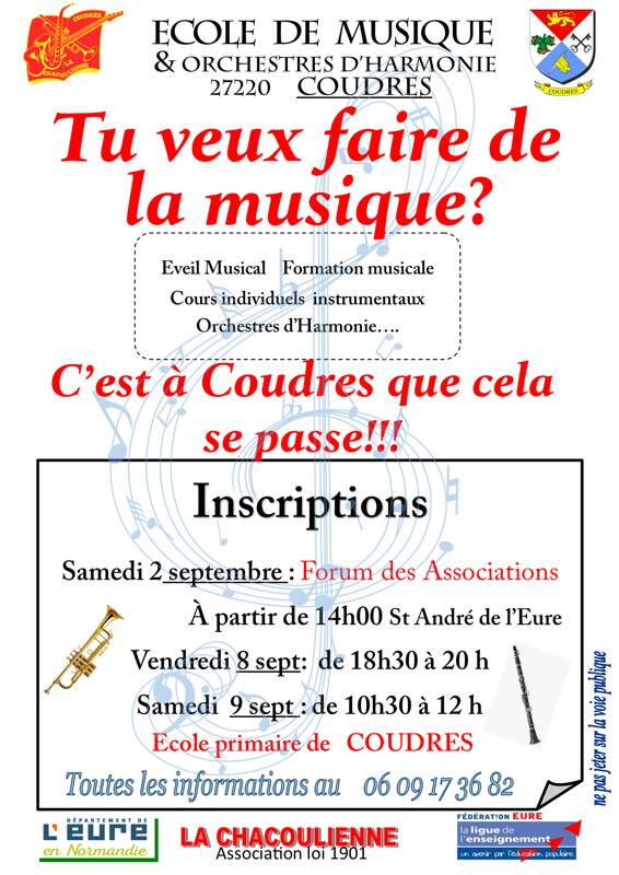 Inscriptions Ecole de musique 2023 2024