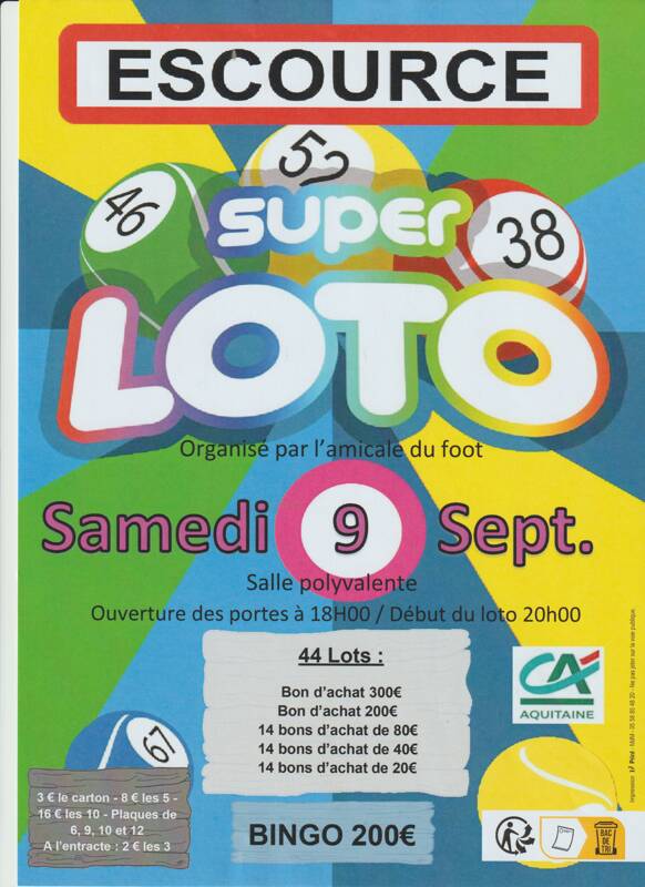 SUPER LOTO DE L AMICALE FOOT D ESCOURCE