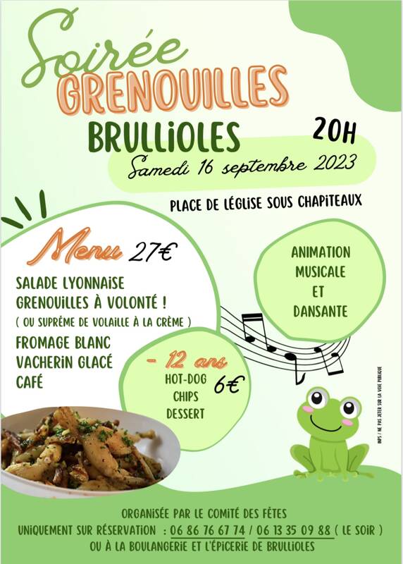 Soirée grenouilles à volonté Brullioles