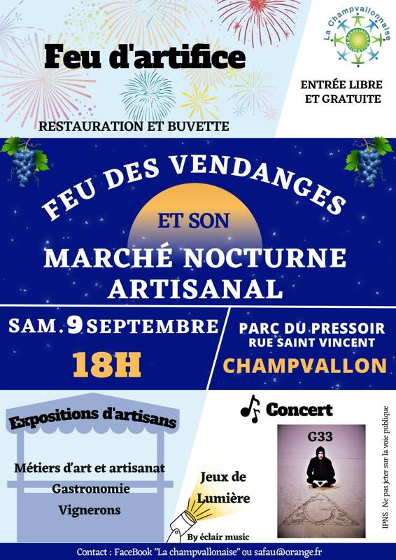 Feu des Vendanges Marché Artisanal nocture Concert