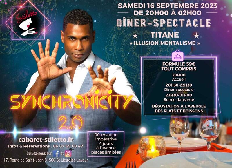 Diner spectacle Mentalisme et magie :Synchronicity par Titane +soirée dansante