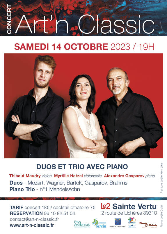Concert Art’n Classic – Duos et trio avec piano, 1er trio de Mendelssohn