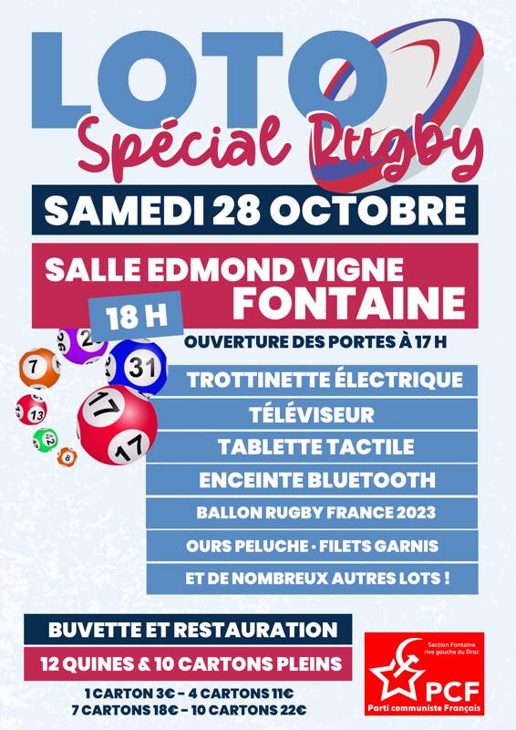 LOTO Spécial Rugby, samedi 28 Octobre 2023