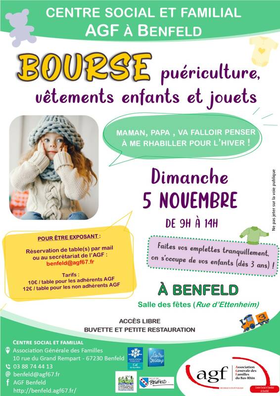 Bourse puériculture, jouets et vêtements enfants