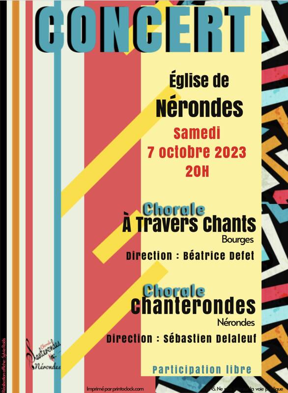 Concert de chorales avec Chanterondes (Nérondes) et À travers chant (Bourges)