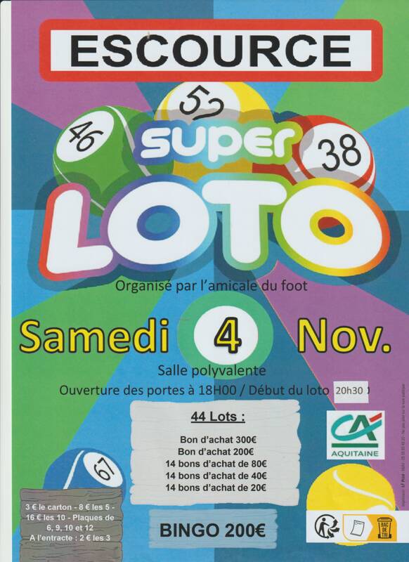 SUPER LOTO DE L AMICALE FOOT D ESCOURCE