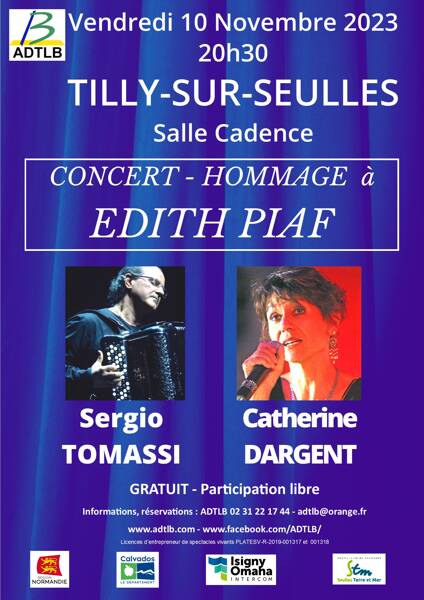 Concert hommage à Piaf par Catherine DARGENT, avec Sergio TOMASSI