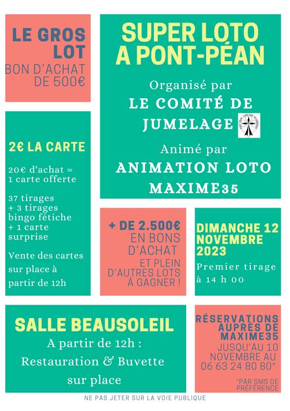 Super Loto du Comité de Jumelage de Pont-Péan