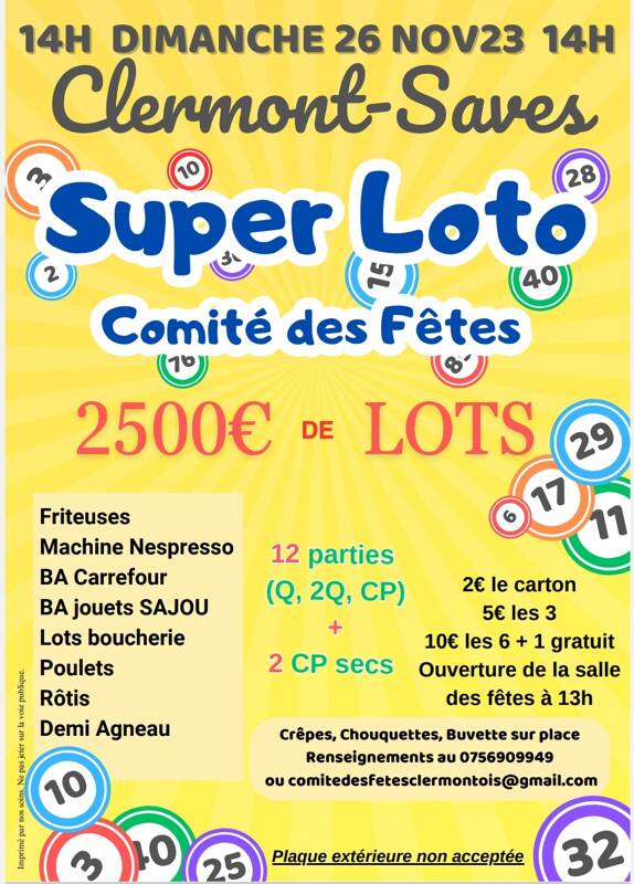 Super LOTO du Comité des Fêtes