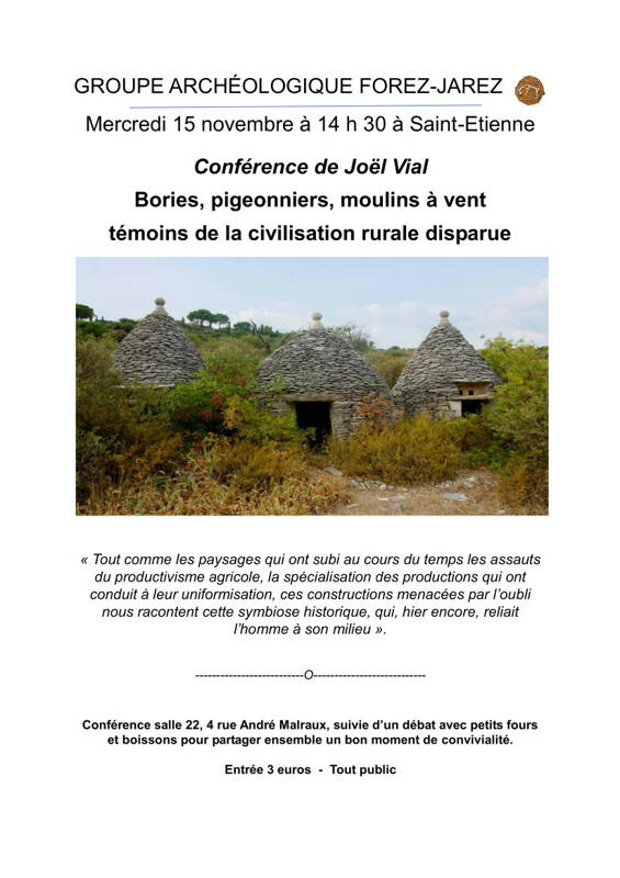 Conférence de Joël Vial  : Bories, pigeonniers, moulins à vent témoins de la civilisation rurale disparue