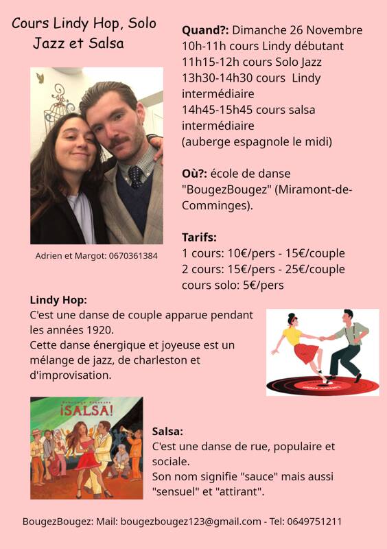 Cours de danse Lindy-Hop et Salsa
