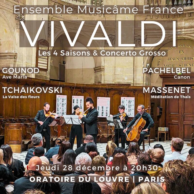 Concert du nouvel an à Paris : Les 4 Saisons de Vivaldi, Canon de Pachelbel, Médiation de Thaïs, Ave Maria de Gounod