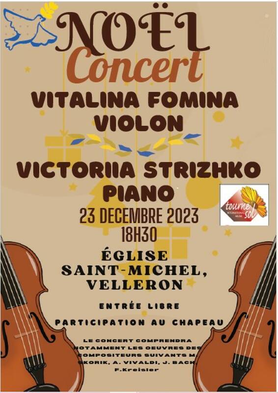 Concert de Noel Velleron, Musique Classique, Violon et Piano d'Ukraine