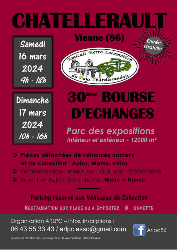 30ème BOURSE D’ECHANGES Auto Moto de Châtellerault (86)