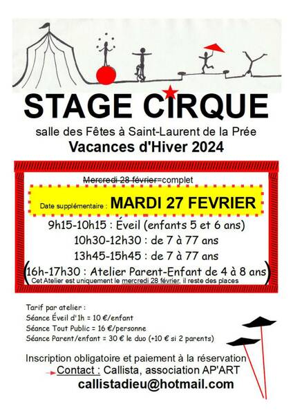 Ateliers Cirque, pendant les vacances d'hiver