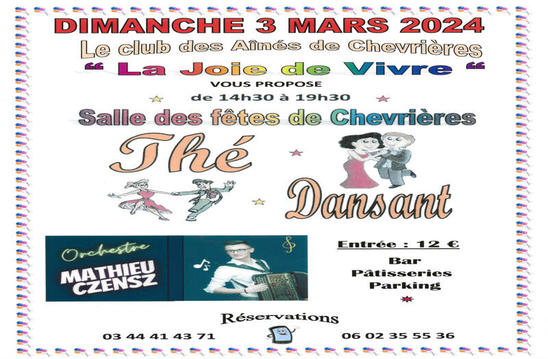 Après-midi dansant le Dimanche 03 Mars 2024 à CHEVRIERES