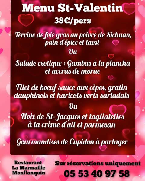 Menu St-Valentin