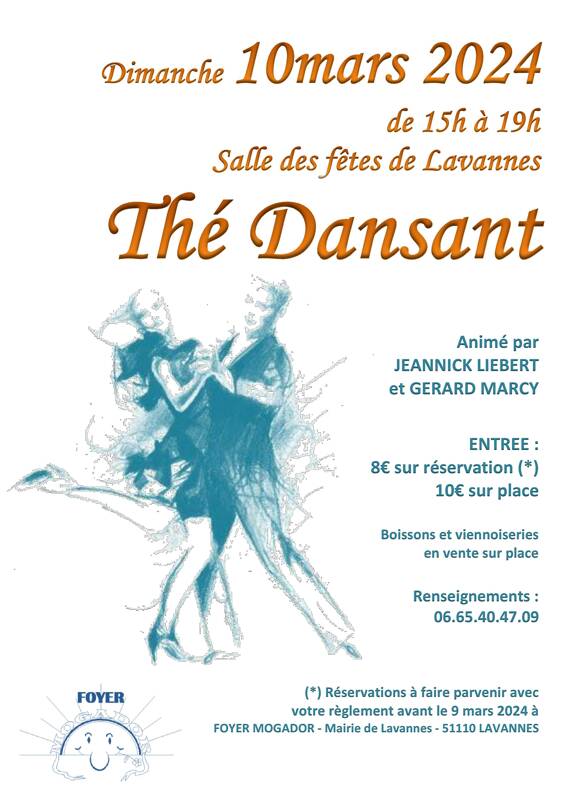 Thé dansant à Lavannes (51) dimanche 10 mars 2024