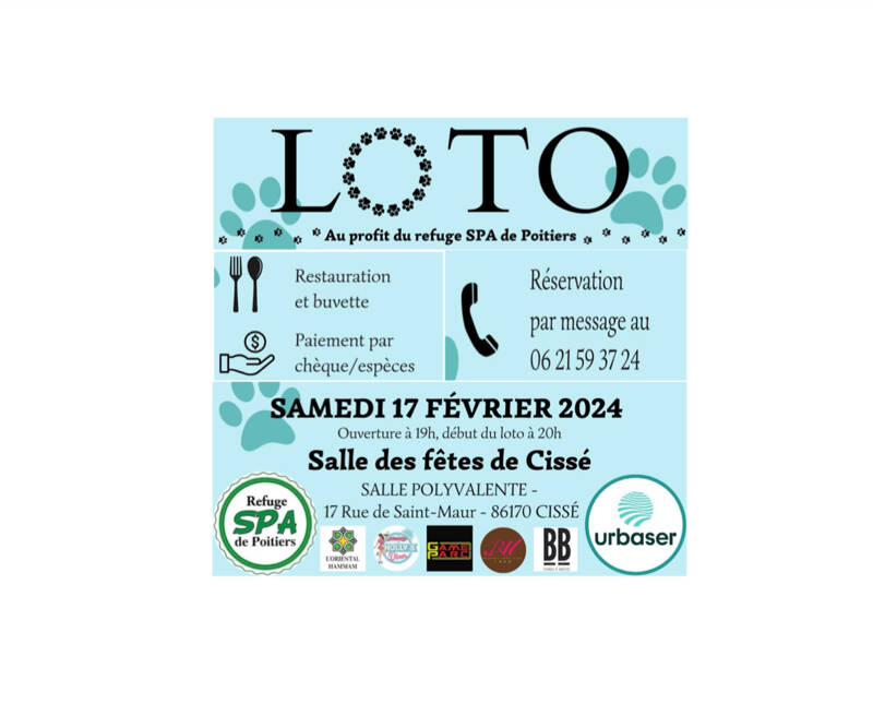 LOTO AU PROFIT DU REFUGE SPA DE POITIERS