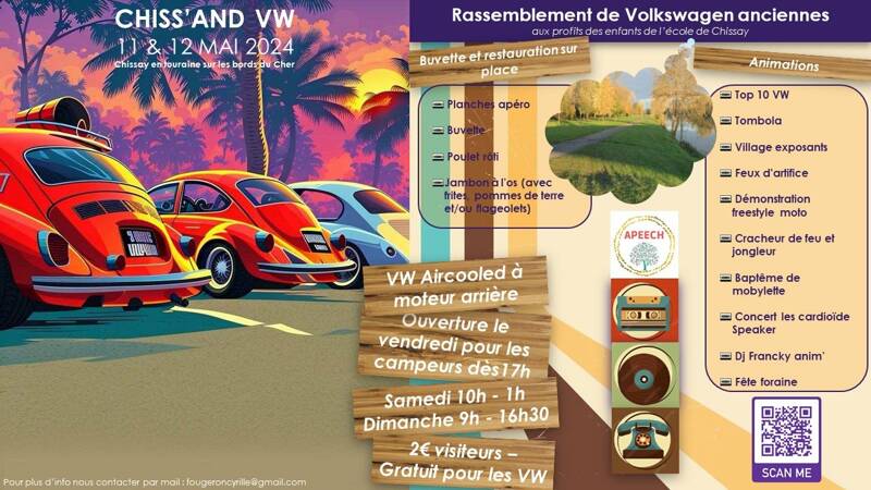 Rassemblement vw ancienne avec animation exposition artisanale et local