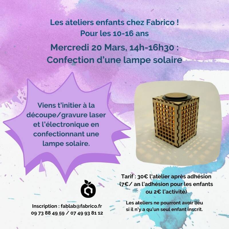 Les ateliers enfants chez Fabrico : lampe solaire