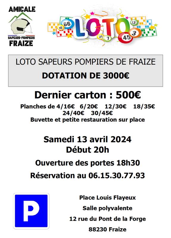 Loto des sapeurs pompiers de Fraize