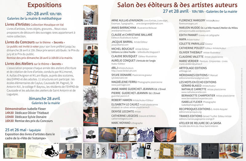 SOUS COUVERTURE FESTIVAL DU LIVRE D'ARTISTE ET SALON DES EDITEURS