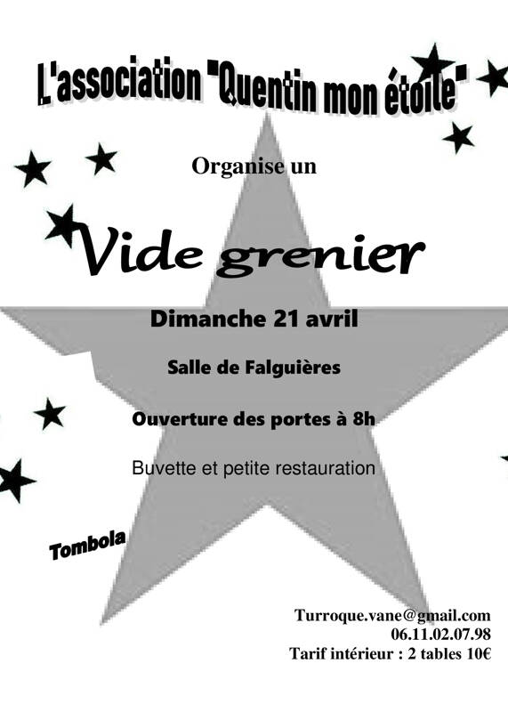 vide grenier de l'association Quentin mon étoile