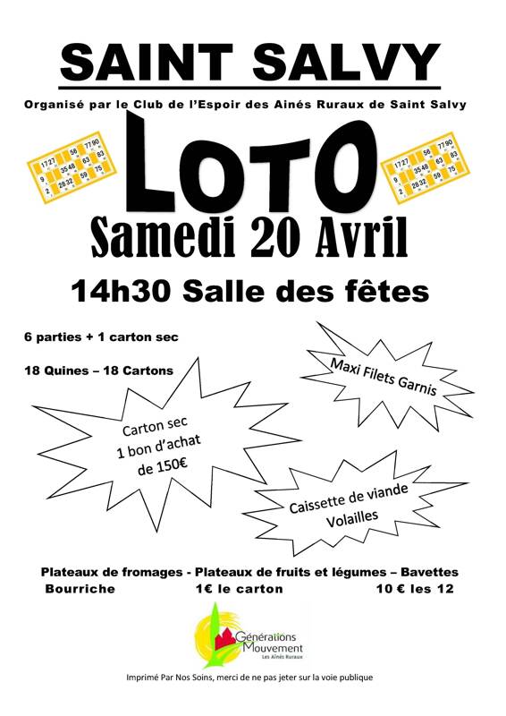 LOTO SAINT SALVY 20 AVRIL