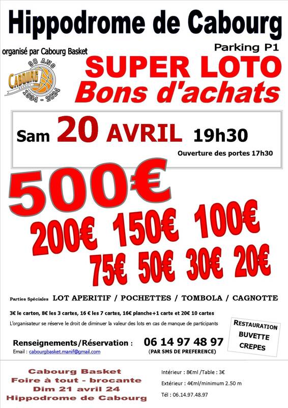 SUPER LOTO BONS D'ACHATS 20 A 500€