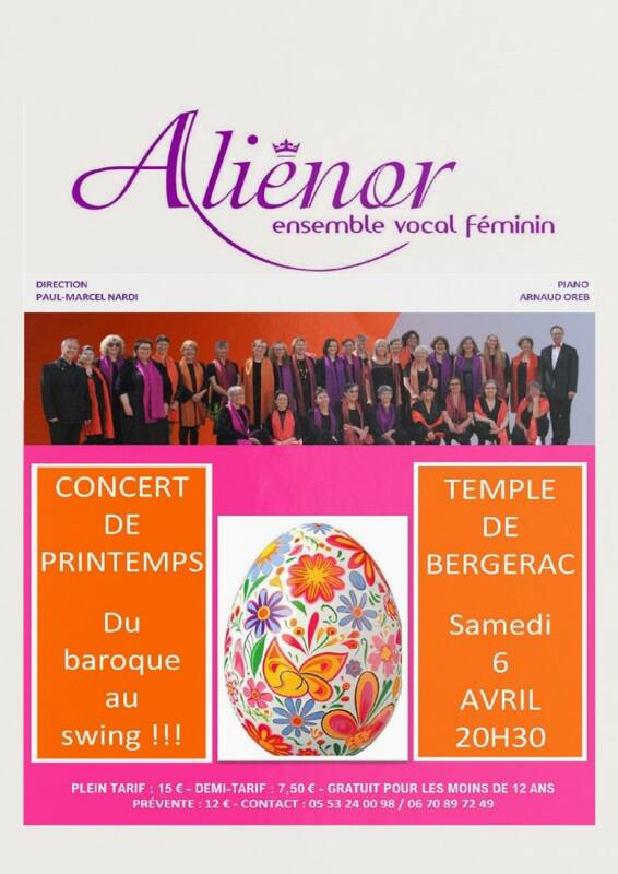 Concert de printemps de l'ensemble vocal Aliénor, « Aliénor du baroque au swing  »