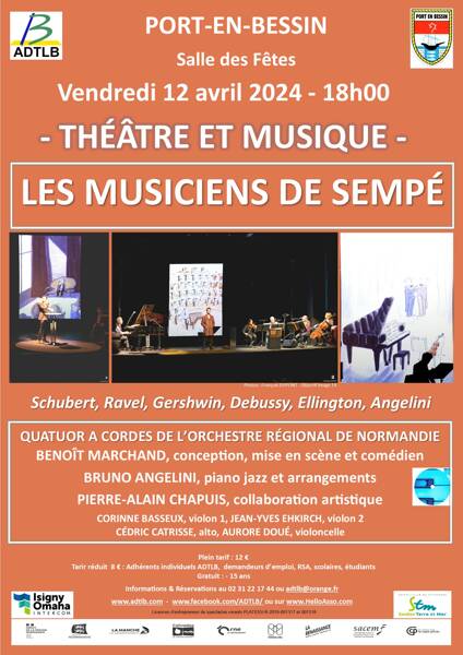 Concert – Théâtre et musique – Les musiciens de Sempé par le Quatuor à cordes de l’ORCHESTRE REGIONAL DE NORMANDIE