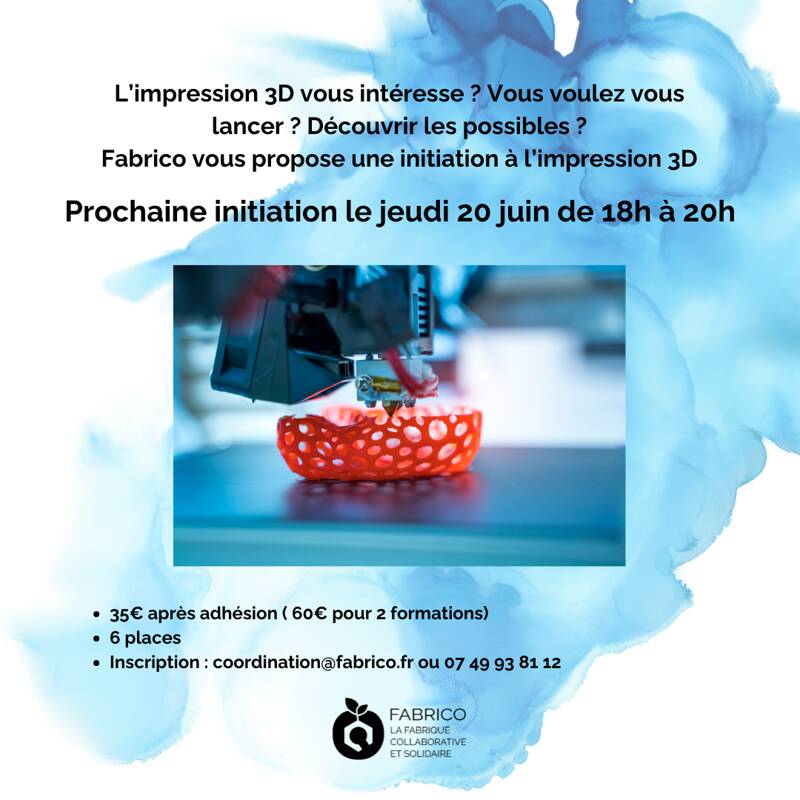 Initiation à l'impression 3D chez Fabrico