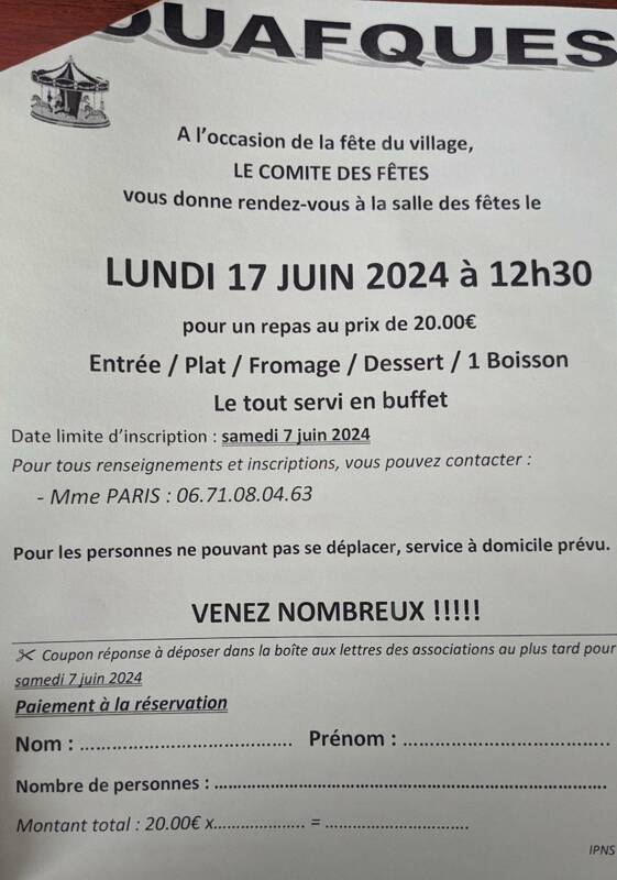 Repas de Zouafques 17 juin 2024