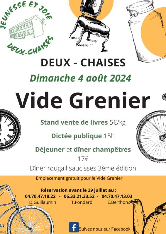 Vide grenier,repas,vente de livres au kg, dictée publique