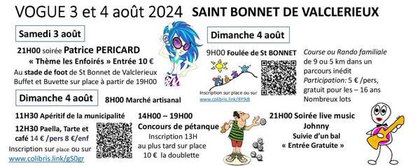 VOGUE 3 et 4 Aout St Bonnet de Valclerieux