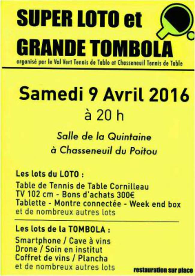 Loto de l'association TENNIS DE TABLE - Chasseneuil du Poitou (k)