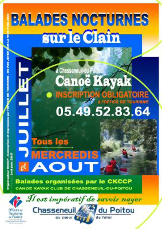 Balade nocturne sur le Clain en canoë-kayak - Chasseneuil du Poitou