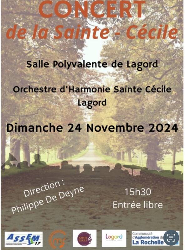 Concert de Ste Cécile de lHarmonie de Lagord le dim 24 novembre
