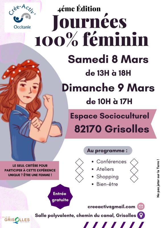 Journées 100% Féminin - 8 & 9 Mars 2025 à Grisolles