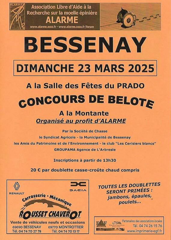 Concours de belote à la montante organisé au profit d’A.L.A.R.M.E.