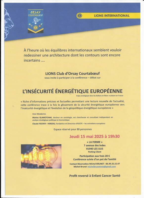 Conférence: L'INSECURITE ENERGETIQUE EUROPEENNE