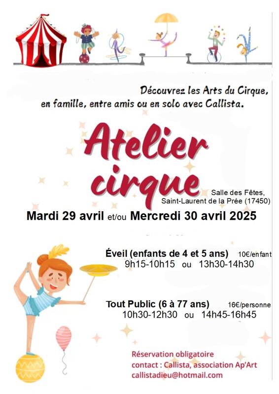 Ateliers Cirque, pendant les vacances d'avril