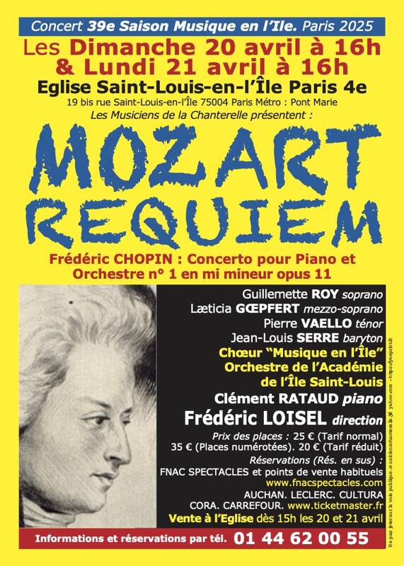 MOZART : REQUIEM. CHOPIN CONCERTO POUR PIANO N°1.