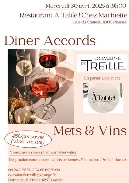 Dîner Accords Mets-Vins