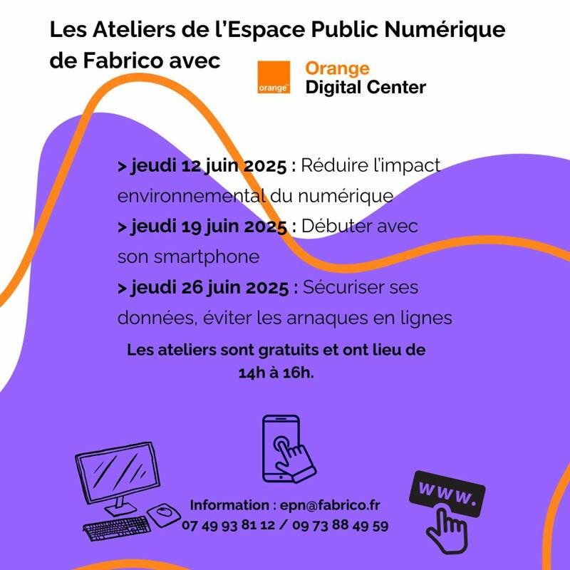 Les Ateliers de l’Espace Public Numérique de Fabrico avec Orange Digital