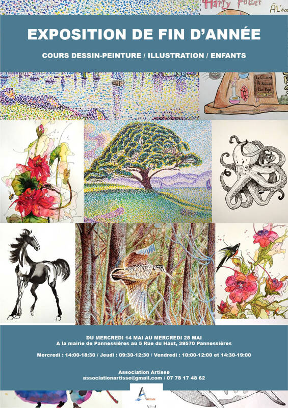 Exposition dessin-peinture, illustration élèves aartisse