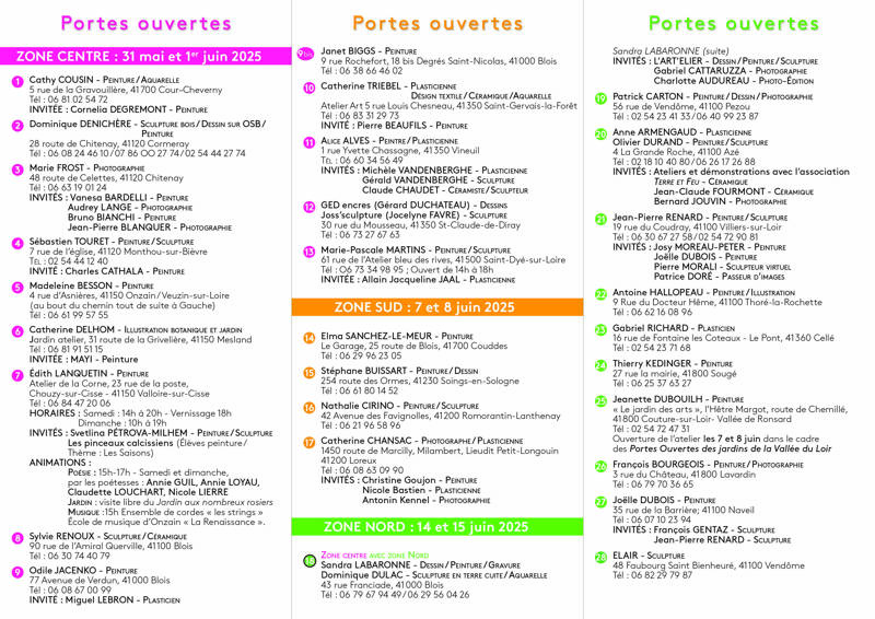 PORTES OUVERTES des ARTISTES du Loir et Cher