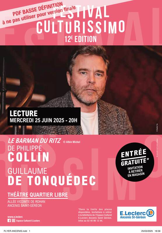 Guillaume de Tonquédec à Ancénis pour Culturissimo !